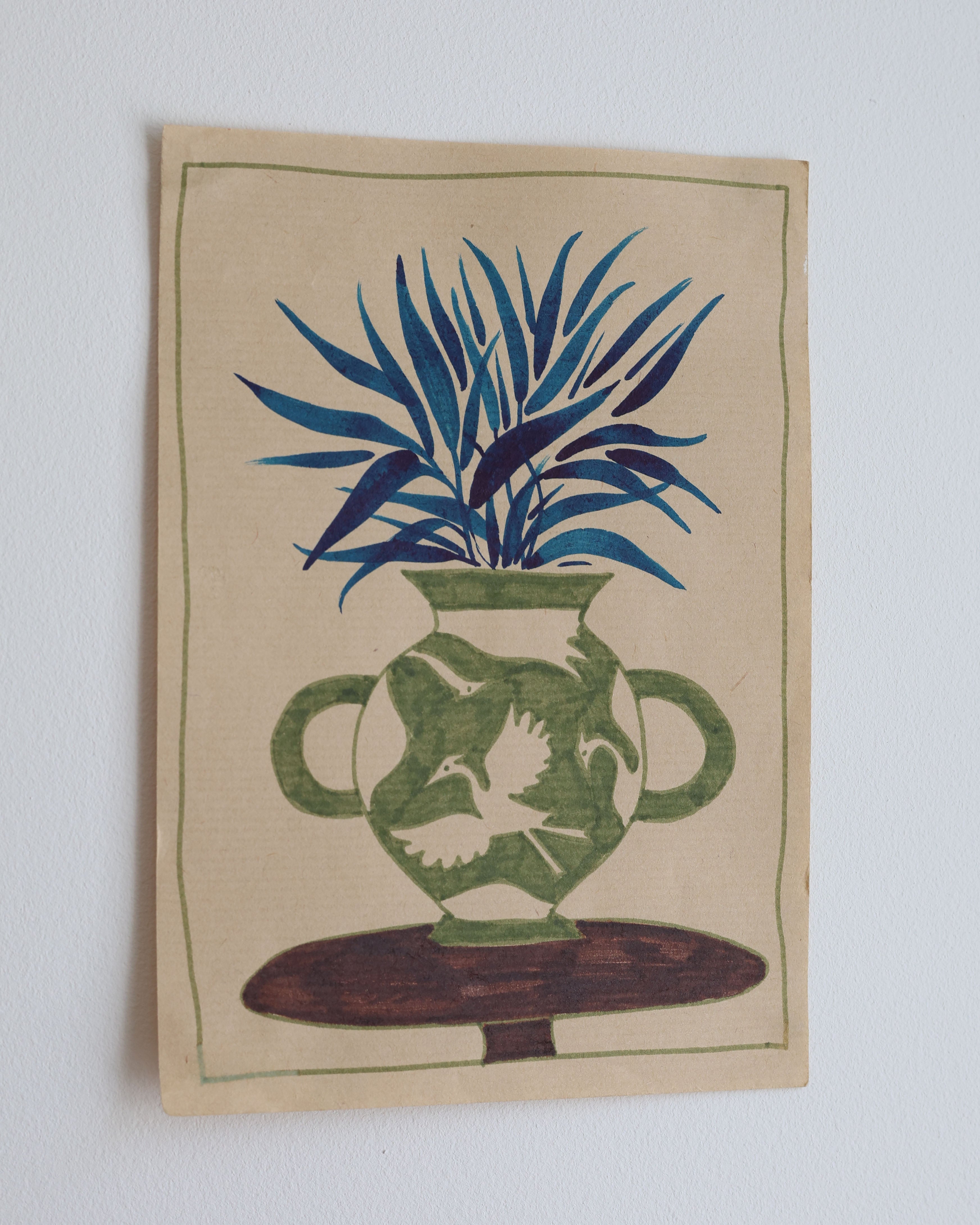 Green Herons Vase