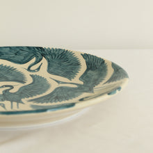 Load image into Gallery viewer, Hand Painted Xl Round Herons Round Platter - Dark Teal
