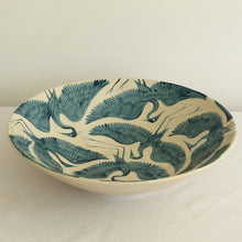 Load image into Gallery viewer, Hand Painted Herons Large Serving Bowl - Dark Teal
