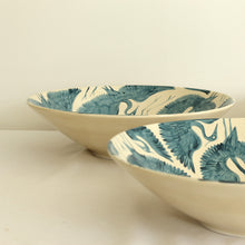 Load image into Gallery viewer, Hand Painted Herons Large Serving Bowl - Dark Teal
