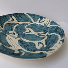 Load image into Gallery viewer, Hand Painted Herons Large Plate - Deep Teal
