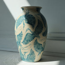 Load image into Gallery viewer, Seconds Sale - Hand Painted Herons X Large Vase - Teal

