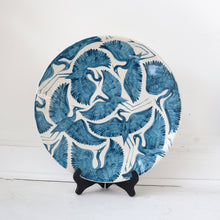 Load image into Gallery viewer, Hand Painted Xl Round Herons Round Platter - Dark Teal
