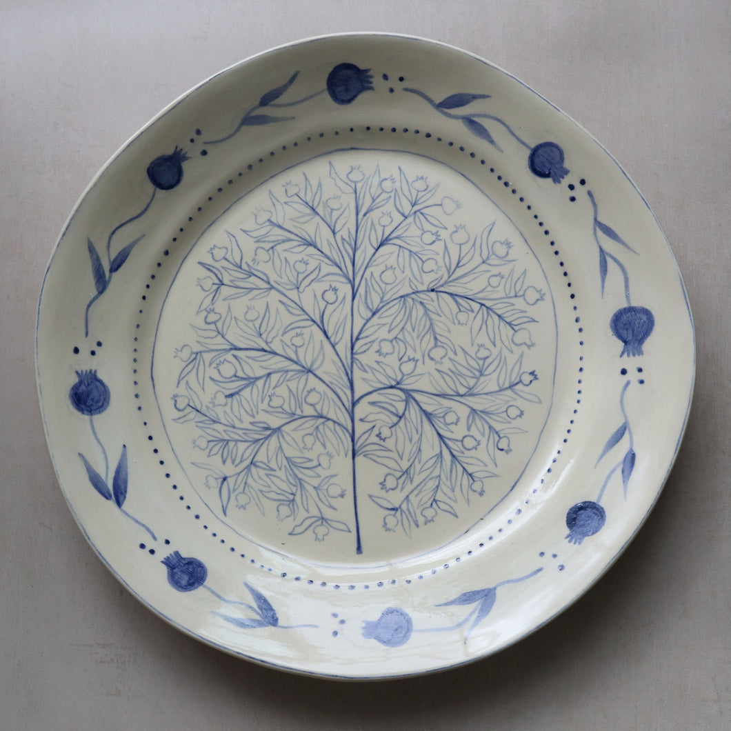 Large Pomegranate Plate - Blue