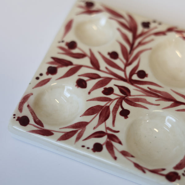 Hand Painted 'Pomegranates' Paint Palette - Maroon