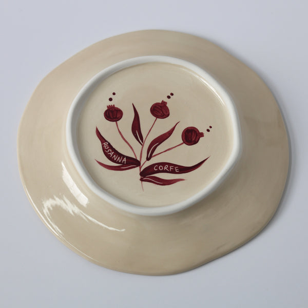 Hand Painted Pomegranate Plate - Maroon 02