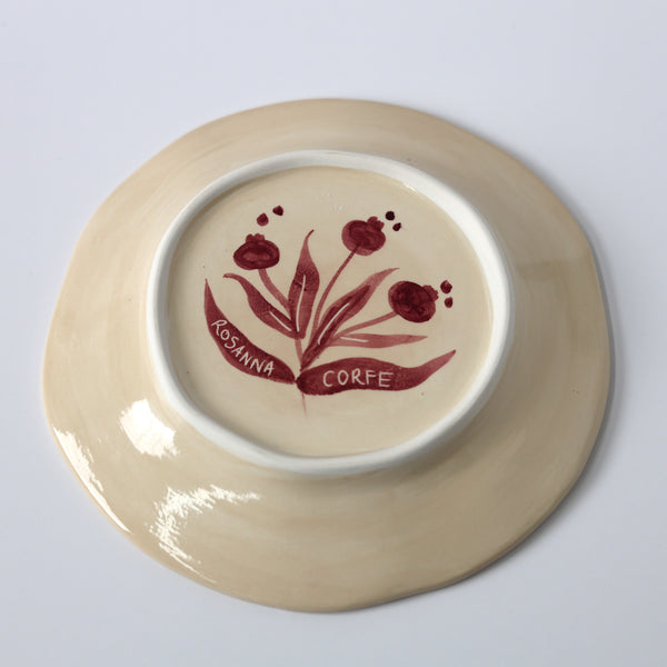 Hand Painted Pomegranate Plate - Maroon 01