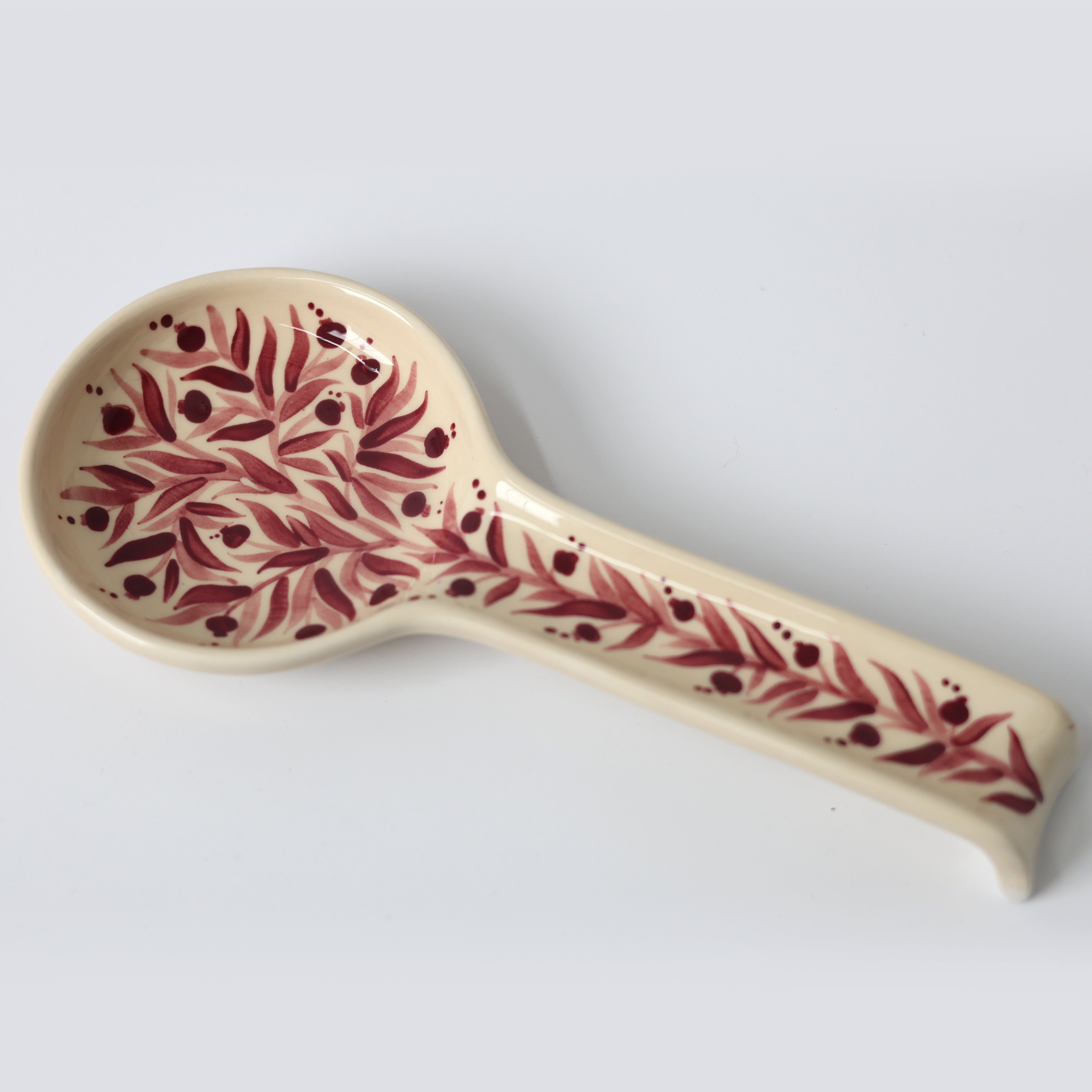Hand Painted Pomegranate Spoon Rest - Maroon