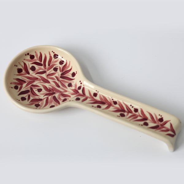 Hand Painted Pomegranate Spoon Rest - Maroon