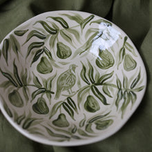 Load image into Gallery viewer, Partridge in a Pear Tree Hand Painted Sgraffito Bowl - Green
