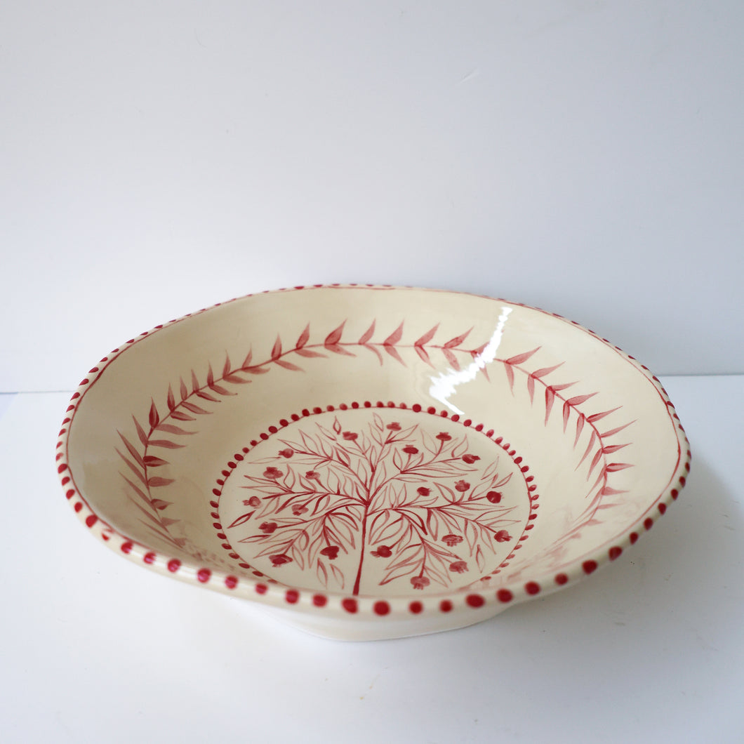 Hand Painted Pomegranate Bowl - Soft Red