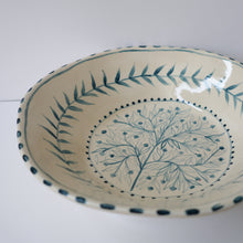 Load image into Gallery viewer, Hand Painted Pomegranate Bowl - Teal Blue 02
