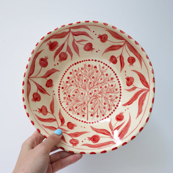 Hand Painted Pomegranate Bowl - Red