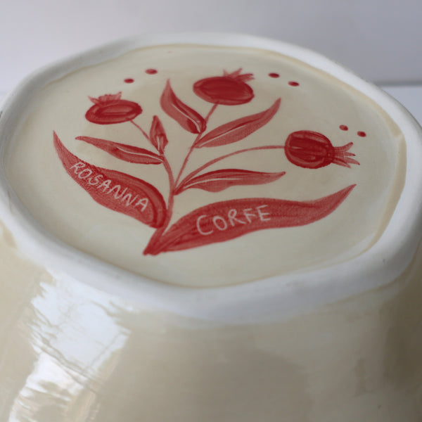 Hand Painted Pomegranate Bowl - Red