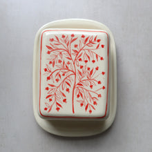 Load image into Gallery viewer, Hand Painted Pomegranate Tree Butter Dish - Red
