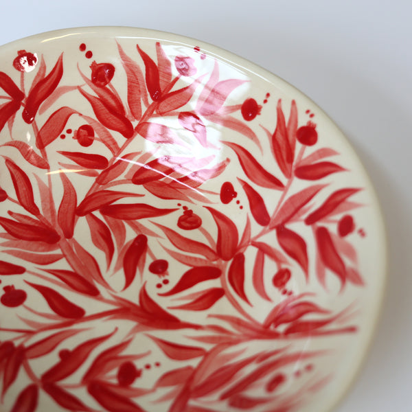 Hand Painted Pomegranates Bowl - Red