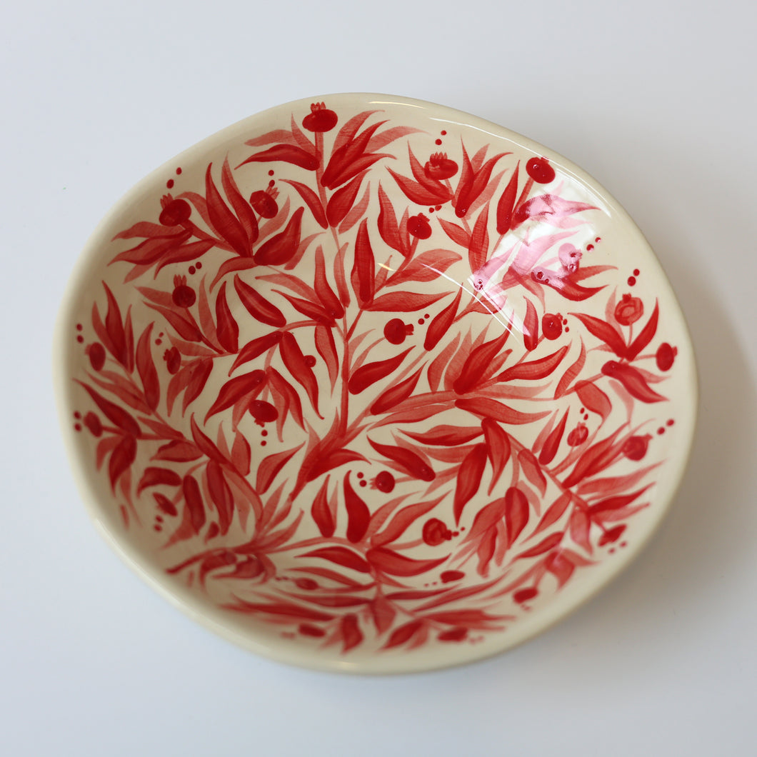 Hand Painted Pomegranates Bowl - Red