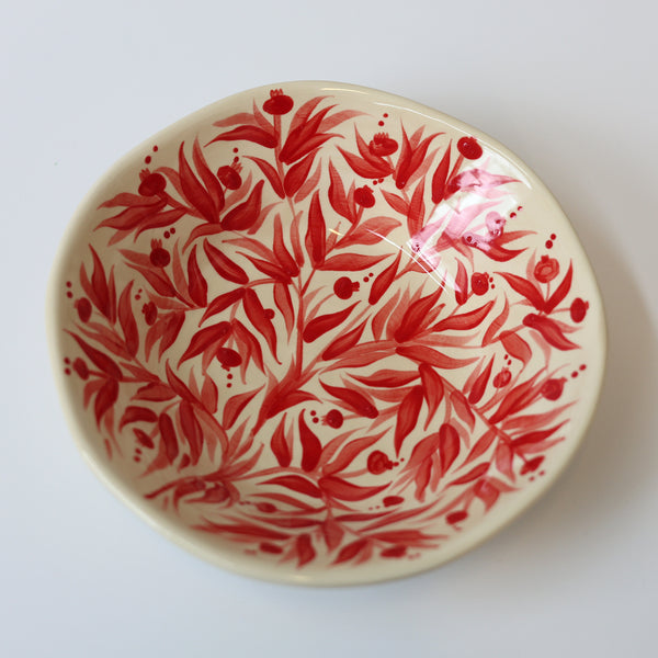 Hand Painted Pomegranates Bowl - Red
