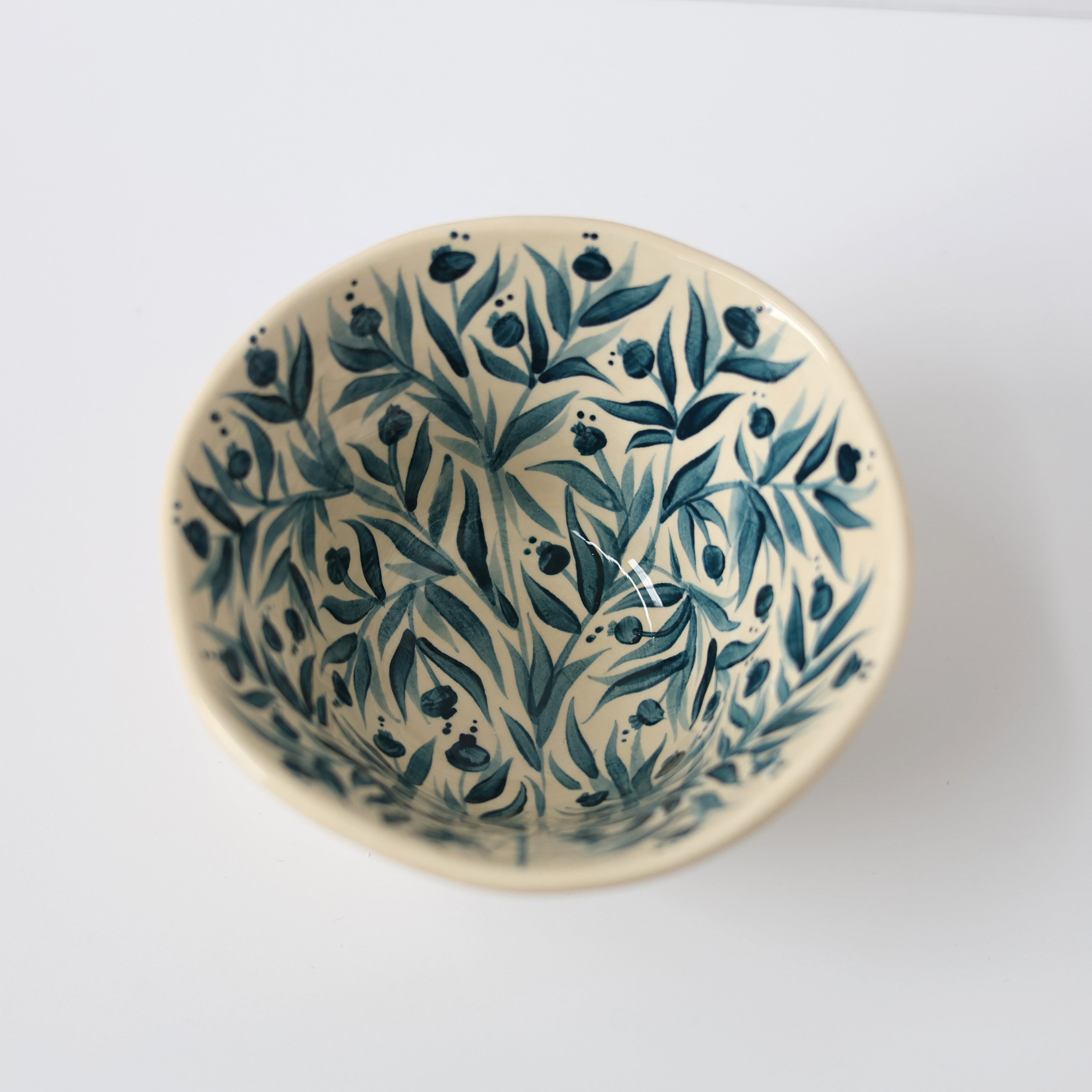 Hand Painted Pomegranate Bowl - Teal