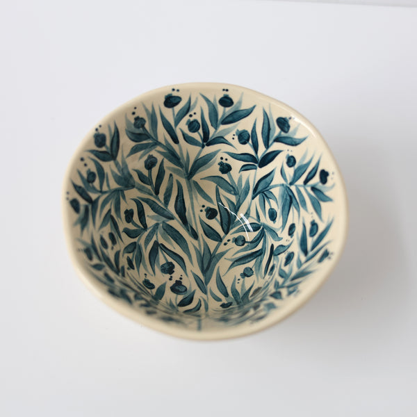 Hand Painted Pomegranates Bowl - Teal
