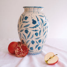 Load image into Gallery viewer, Hand Painted X-Large Pomegranate Vase - Teal
