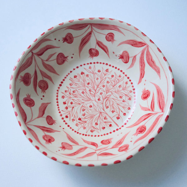 Hand Painted Pomegranate Bowl - Red