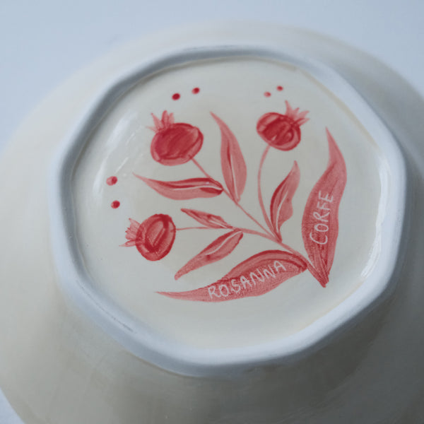 Hand Painted Pomegranate Bowl - Red