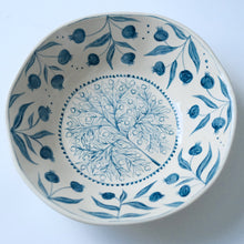 Load image into Gallery viewer, Hand Painted Pomegranate Bowl - Teal Blue
