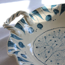 Load image into Gallery viewer, Hand Painted Pomegranate Fruit Bowl with Handles - Dark Teal
