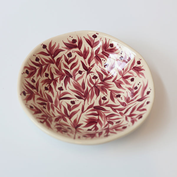 Hand Painted Pomegranates Bowl - Pink Maroon