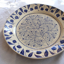 Load image into Gallery viewer, Hand-Painted Pomegranate Large Plate - Deep Blue
