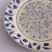 Load image into Gallery viewer, Hand-Painted Pomegranate Large Plate - Deep Blue
