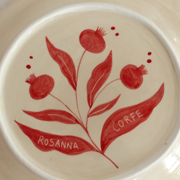 Hand-Painted Pomegranate Large Plate - Red