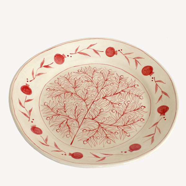 Hand-Painted Pomegranate Large Plate - Red