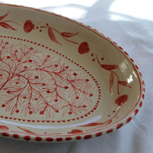 Load image into Gallery viewer, Hand Painted Pomegranate Oval Platter - Red
