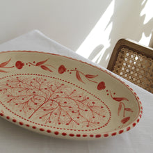Load image into Gallery viewer, Hand Painted Pomegranate Oval Platter - Red
