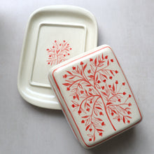 Load image into Gallery viewer, Hand Painted Pomegranate Tree Butter Dish - Red
