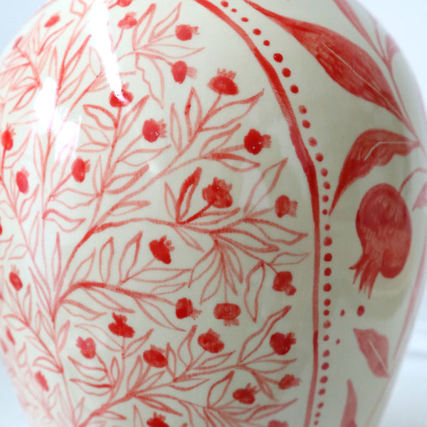 Hand Painted Pomegranate Vase - Red