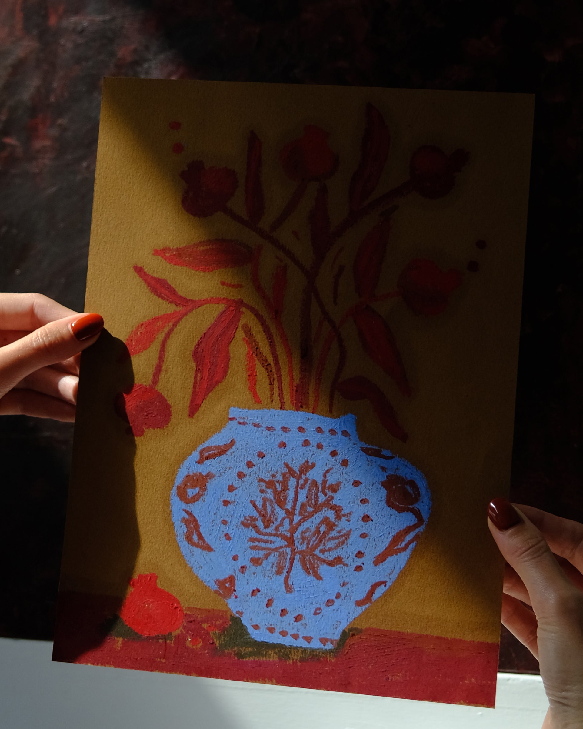 Blue Pomegranate Vase I