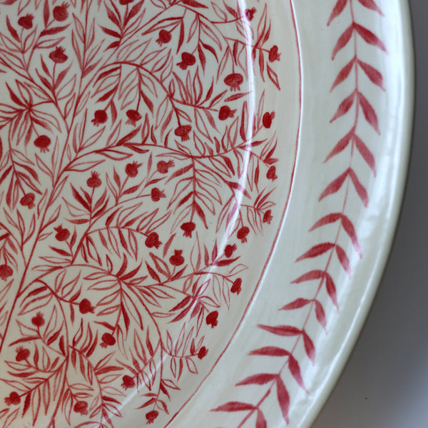 Hand Painted Pomegranate Platter - Red