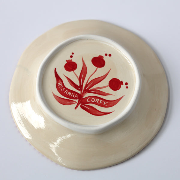 Hand Painted Pomegranate Plate - Red