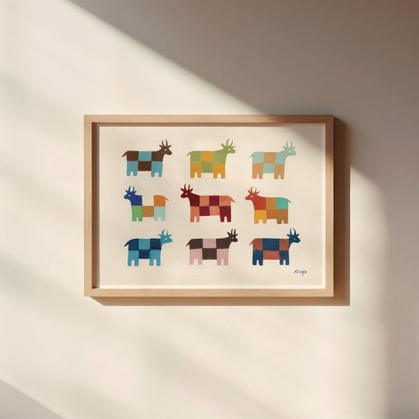 Seconds Sale: A3 Moo Patchwork Cow Print
