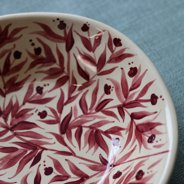 Hand Painted Pomegranates Bowl - Pink Maroon