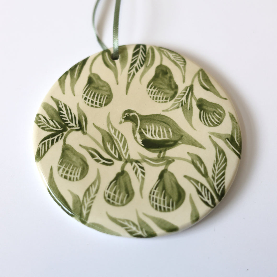 Green Hand Painted Ceramic Christmas Ornament