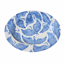 Load image into Gallery viewer, Large Herons Hand Painted Serving Platter - Blue
