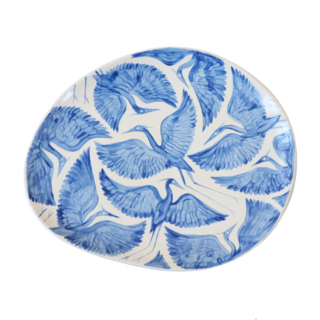 Herons Organic Contemporary Platter Plate - Blue