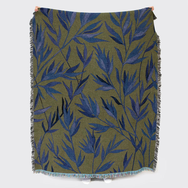 Growth Olive Green - Recycled Cotton Woven Throw