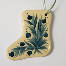 Load image into Gallery viewer, Hand Painted Ceramic Christmas Stocking Ornament - Green
