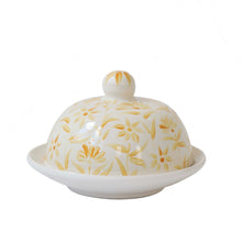 Load image into Gallery viewer, &#39;Sunburst&#39; Hand Painted Floral Round Butter Jam Dish - Yellow
