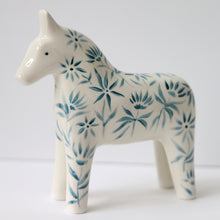 Load image into Gallery viewer, Hand Painted Ceramic Dala Horse - Teal Floral
